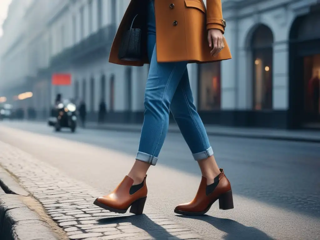 Zapatos de viaje elegantes y cómodos para mujer en ciudad trendy Un paseo elegante por la ciudad: mujer con zapatos cómodos para turismo moda