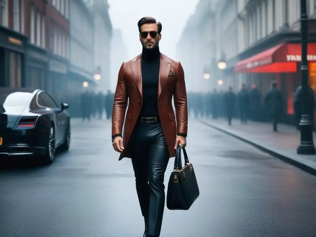 Alto y elegante: estilo urbano para hombres de altura Persona alta elegante en la ciudad con accesorios y estilo moderno