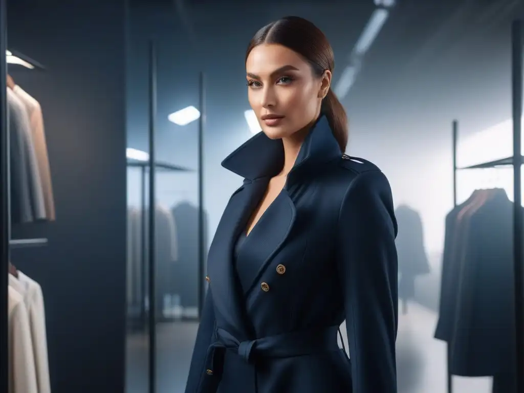 Shopping online para personas altas: estilo y confianza Persona alta elegante explorando ropa de moda en un sitio web de compras online