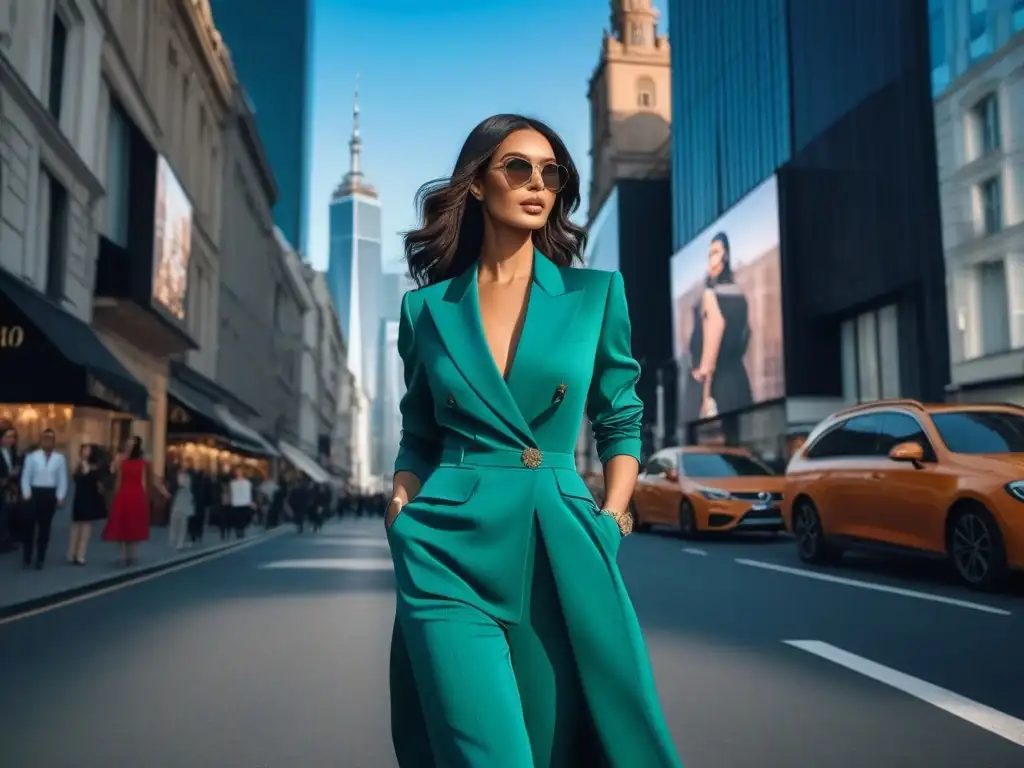 Elegante figura en la ciudad: moda de altura y sofisticación Persona alta con estilo paseando por una bulliciosa calle de tiendas de moda, mostrando la moda para personas de altura