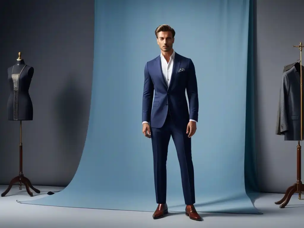 Estilo y altura: Outfit versátil para personas altas Persona alta prueba ropa versátil frente al espejo en elegante vestidor con iluminación indirecta