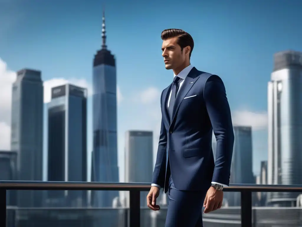 Estilo y confianza: moda para hombres altos en la ciudad Una persona alta y segura vistiendo elegante en la ciudad