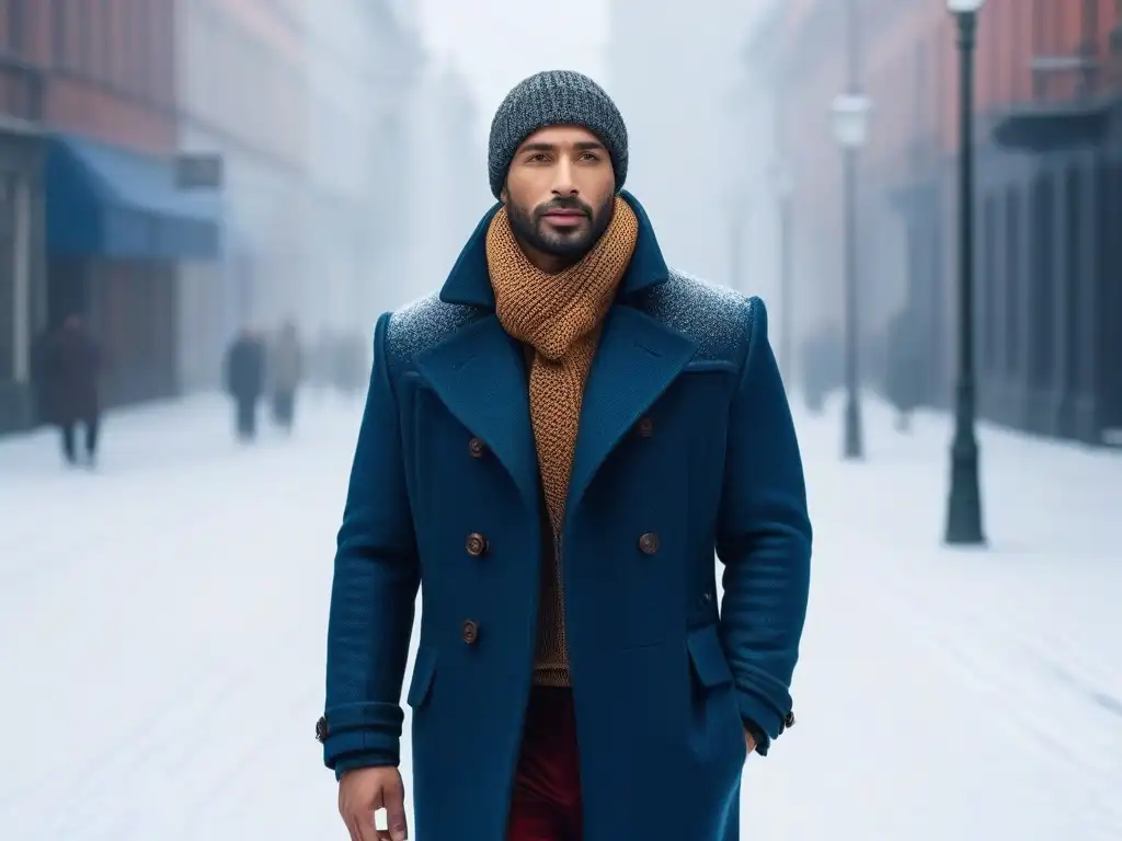 Moda invernal inclusiva y moderna en la ciudad nevada Personas diversas lucen Ropa adaptativa invierno diversa en paisaje urbano nevado