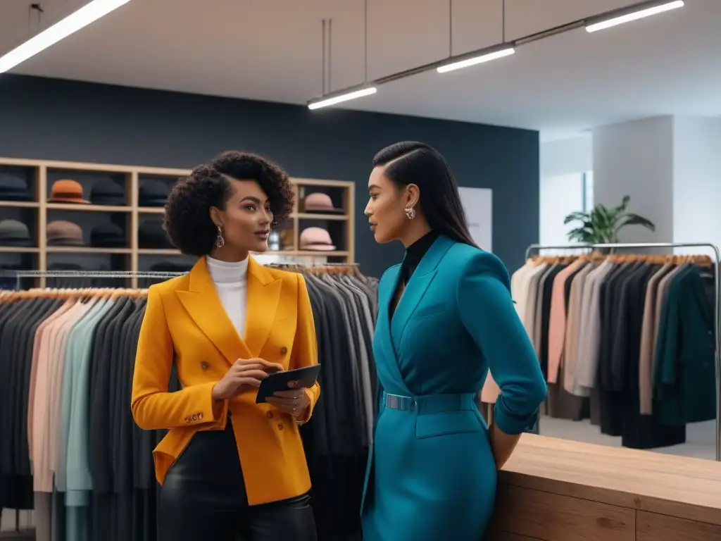 Boutique inclusiva: moda genderneutral para todos Personas diversas prueban ropa en una boutique inclusiva