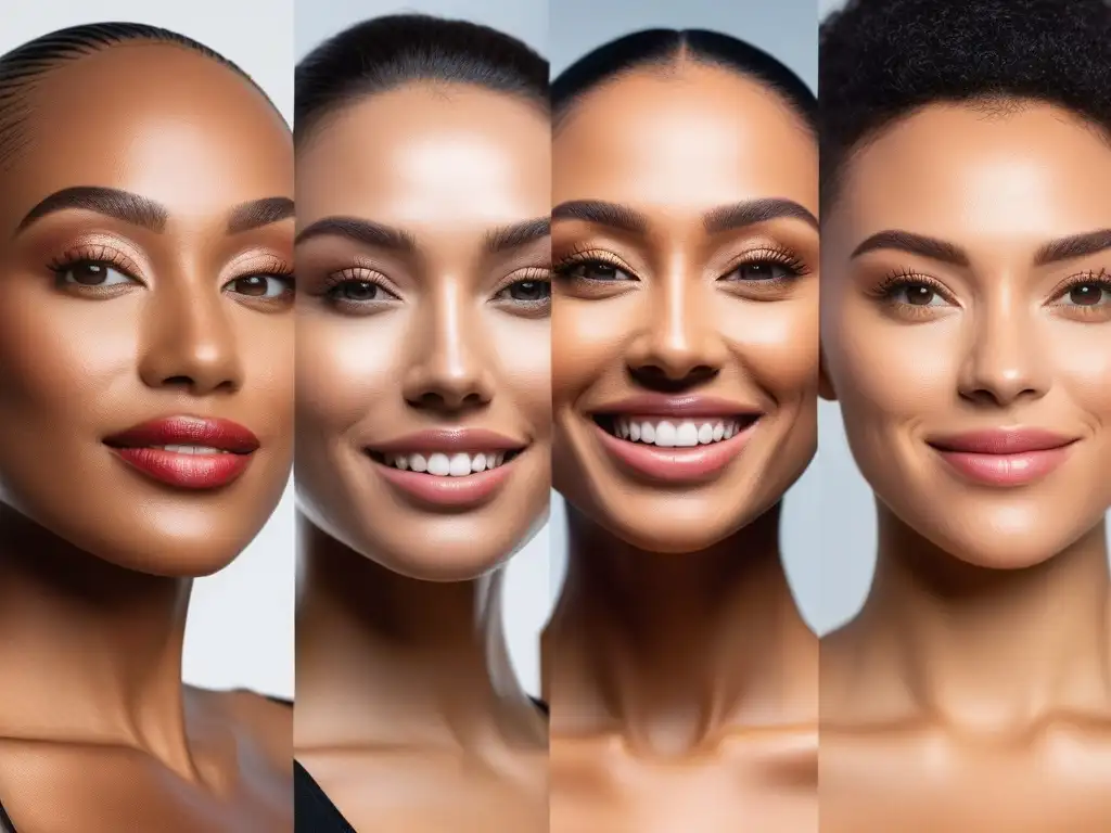 Piel radiante: microneedling para todos los tonos y tipos de piel Personas diversas sonriendo tras tratamiento microneedling para diferentes cuerpos, piel radiante y herramientas futuristas