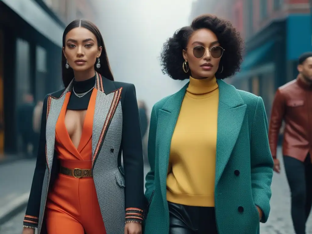 Diversidad y empoderamiento en la moda de género neutro Personas diversas y vibrantes caminan confiadas por la ciudad, luciendo moda inclusiva
