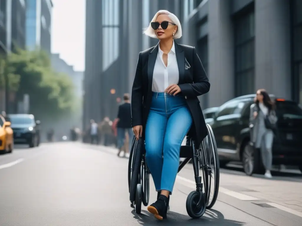 Moda inclusiva: diversidad de estilos en la ciudad Personas de diferentes edades, géneros y habilidades caminan seguras por la ciudad luciendo moda adaptativa para todos cuerpos