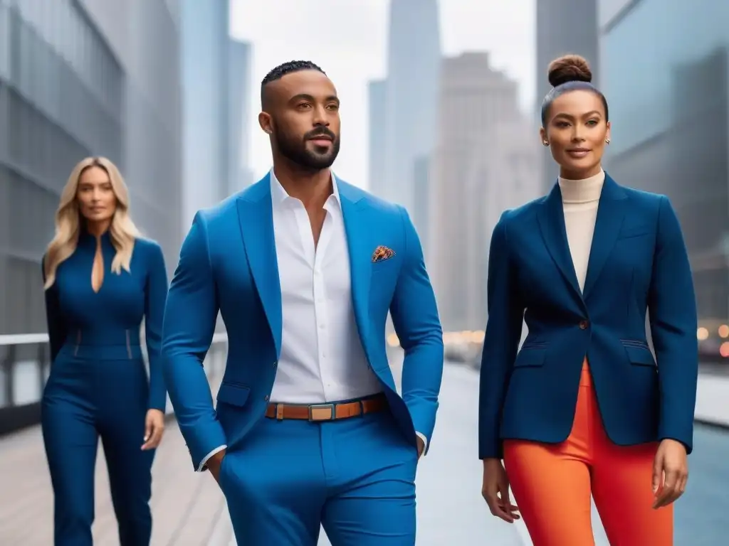 Moda adaptativa innovadora para todos los estilos Personas con prendas adaptativas para todos cuerpos en una ciudad futurista