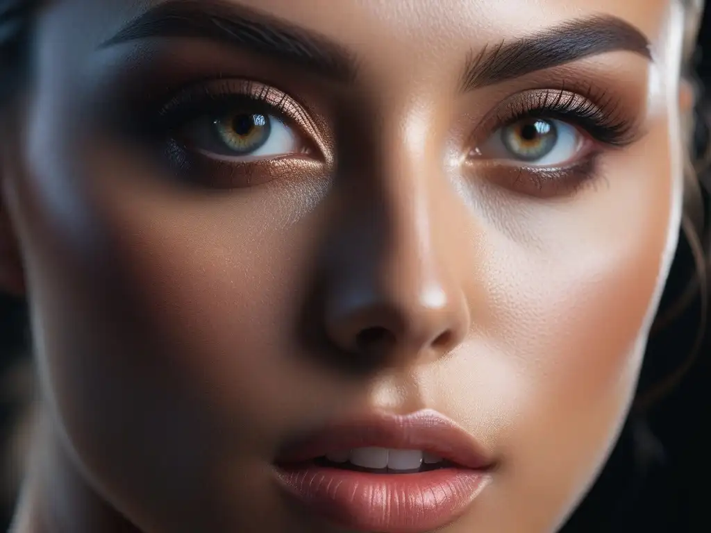 Base de maquillaje ligera: piel perfecta y natural Una piel impecable con base de maquillaje ligera cobertura, resaltando la belleza natural