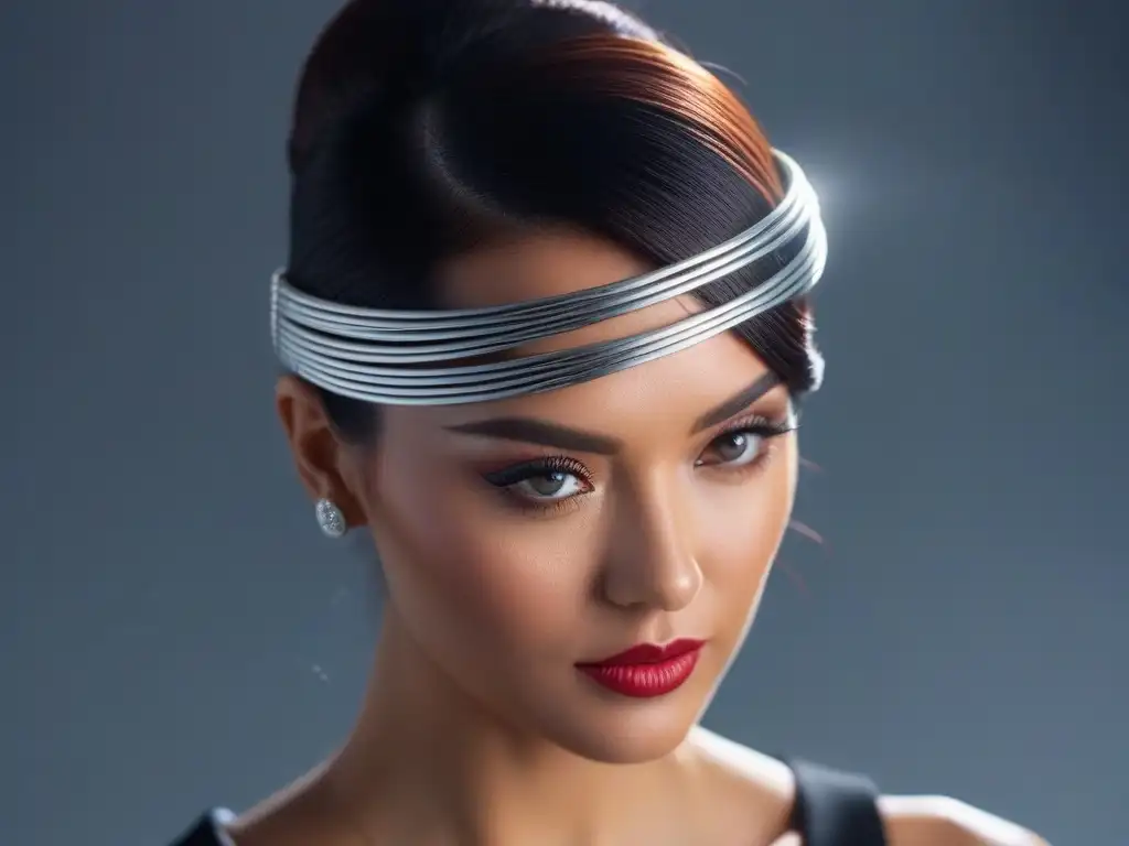 Diadema de lujo: diseño innovador y materiales inclusivos Una pieza de alta gama inclusiva, elegante y sofisticada, hecha de materiales sostenibles, resaltando su belleza y funcionalidad