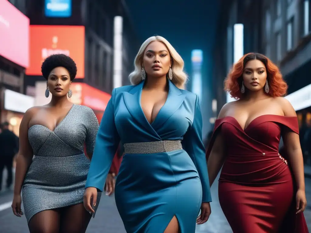 Modelos de tallas grandes empoderadas en la ciudad Una poderosa colaboración de moda tallas grandes con modelos seguras y elegantes en la ciudad