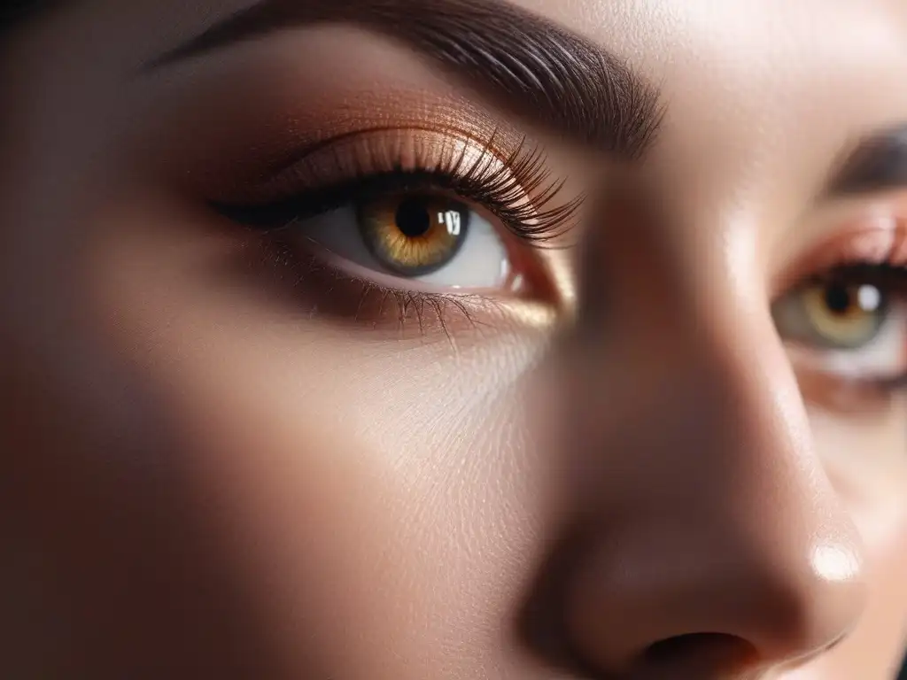 Detalle facial: piel grasa con poros visibles Un primer plano detallado de una cara femenina con piel grasa y poros dilatados, resaltando la necesidad de correctores