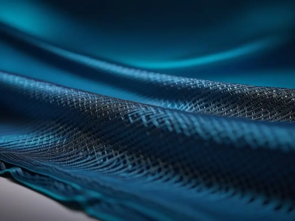 Exquisita textura sedosa: detalle de tejido de seda brillante Un primer plano intrincado de seda brillante, mostrando su tejido y textura lujosa
