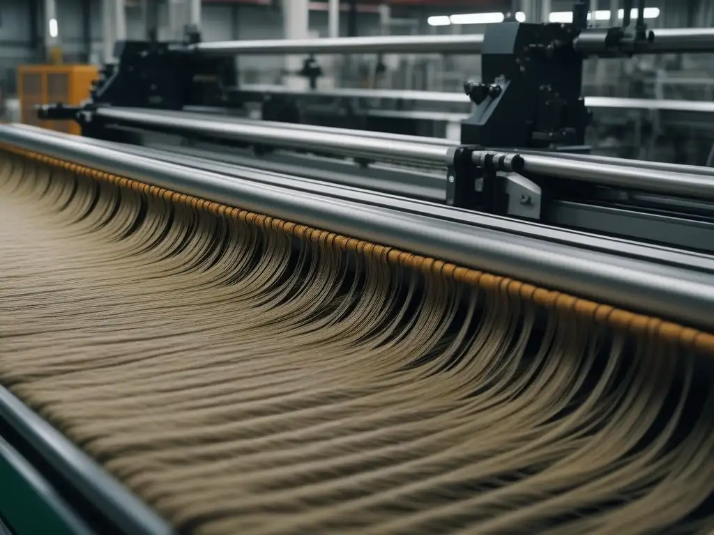 Producción textil sostenible: fusión de naturaleza y tecnología Proceso de producción de tejidos sostenibles cáñamo Tencel en fábrica ecofriendly