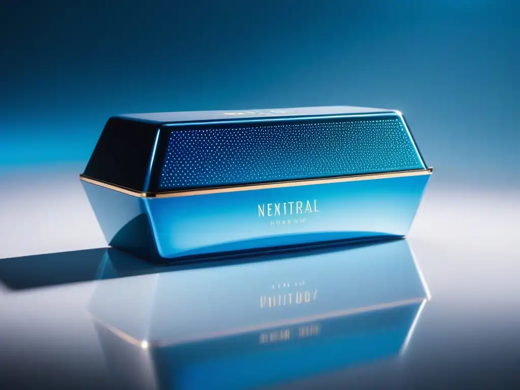 Producto futurista de belleza: diseño innovador y lujo tecnológico Producto de belleza futurista de lujo con packaging metálico, iluminación etérea y diseño innovador