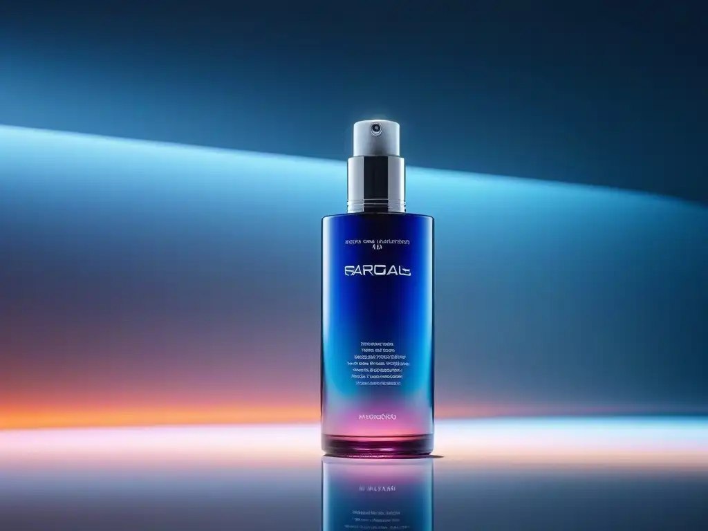 Belleza de lujo: productos elegantes en superficie minimalista Productos de belleza de lujo tendencias 2023 en un escenario futurista y elegante con iluminación artística