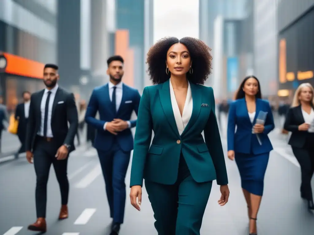 Profesionales diversos caminando con confianza en la ciudad Profesionales diversos con estilo en la ciudad