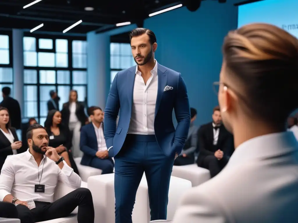 Profesionales de la moda conectando en seminario inspirador Profesionales de la moda networking en un seminario moderno e inspirador