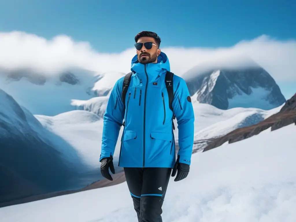 Profesionales en Ropa Térmica Sostenible en la Nieve Profesionales en ropa sostenible climas extremos inclusiva, en paisaje nevado con diseño innovador y diversidad