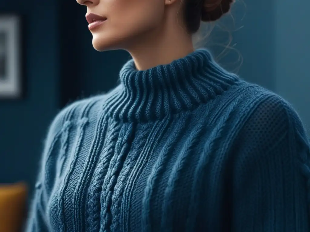 Sweater de punto para altos: lujo y comodidad en casa Suéter de punto para altos en elegante salón minimalista, destacando comodidad y estilo