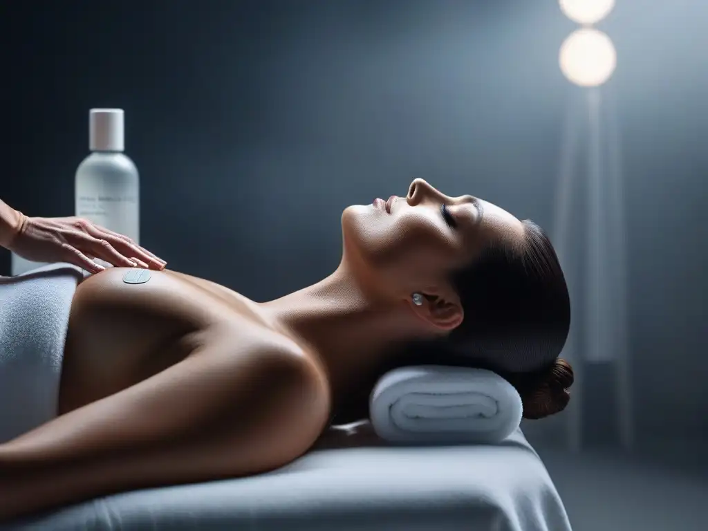 Tratamiento facial relajante en spa con piel sensible Un relajante tratamiento de belleza para pieles sensibles en un spa minimalista