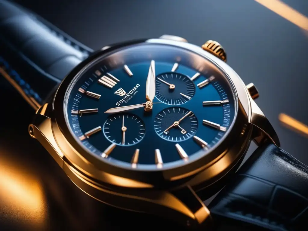 Reloj de lujo: sofisticación y elegancia urbana Un reloj de alta gama reflejando luces de la ciudad, simbolizando sofisticación y autoestima con accesorios de alta gama