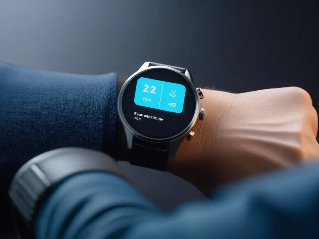 Smartwatch accesible: moda y tecnología en armonía Un reloj inteligente elegante con moda inclusiva y tecnologías wearables, usado por una persona con discapacidad