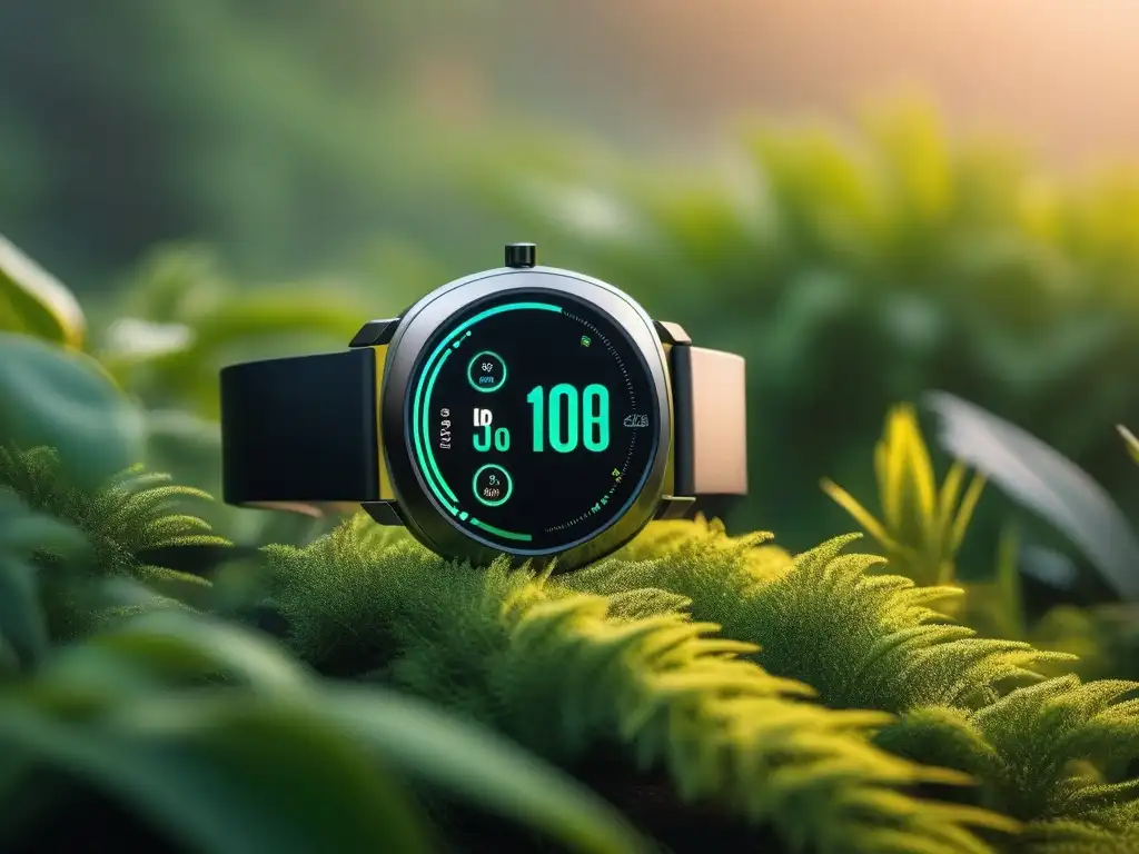 Smartwatch elegante para fitness en estudio de yoga Reloj inteligente en un estudio de yoga con pantalla vibrante y diseño elegante
