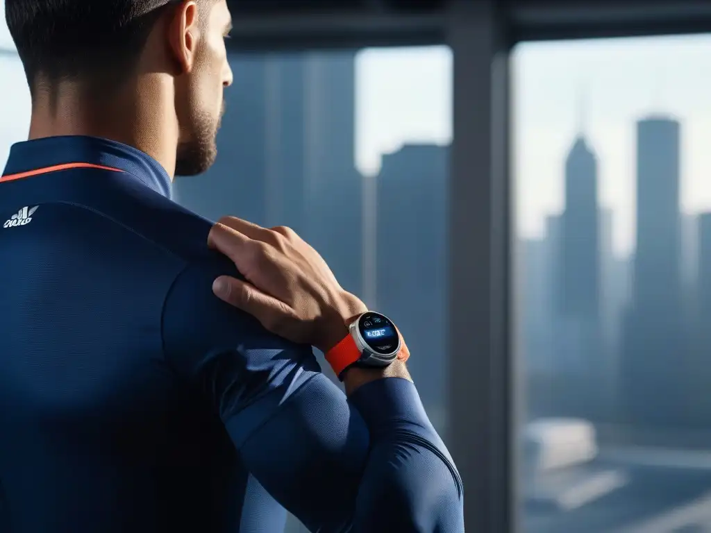 Smartwatch de lujo en gimnasio de alto nivel Un reloj inteligente de lujo en un gimnasio con tecnología de vanguardia