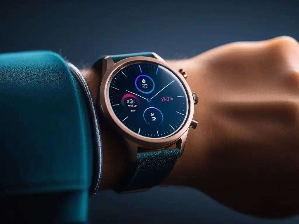 Smartwatch de lujo: sofisticación e innovación en wearables premium Reloj inteligente moderno en cojín de terciopelo, iluminación suave, simboliza sofisticación e innovación en wearables premium para vestir
