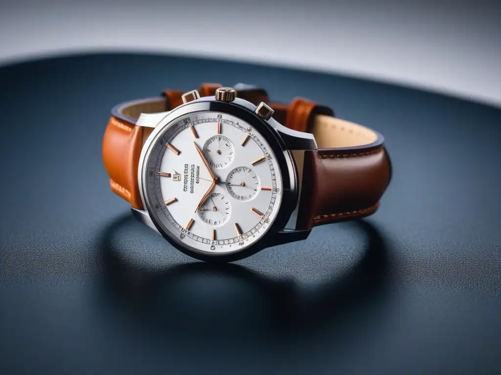 Reloj de lujo: elegancia y sofisticación en alta resolución Reloj de lujo para hombre con detalles elegantes y correa de cuero, en un fondo minimalista