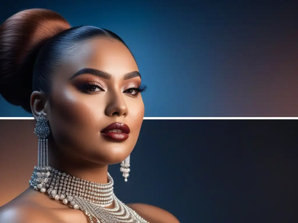 Radiante diversidad: Belleza plussize que inspira Retrato detallado de modelos de tallas grandes mostrando belleza inclusiva con maquillaje impecable y sonrisas radiantes