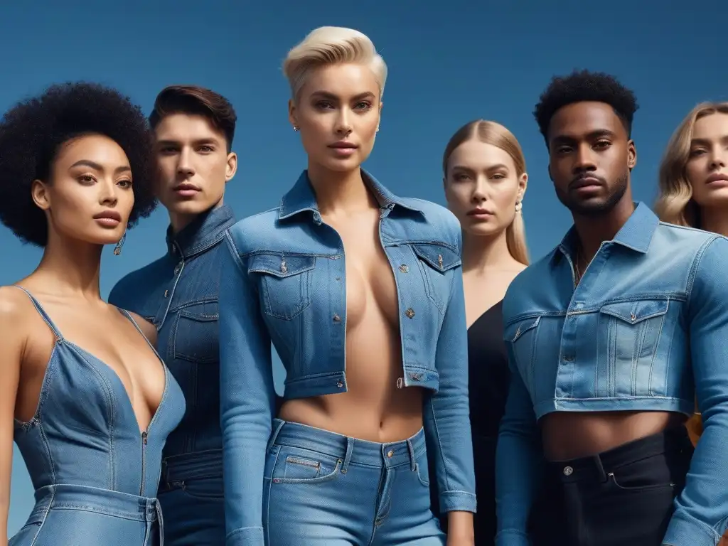 Moda sostenible: diversidad y creatividad en upcycling Un retrato detallado de personas diversas vistiendo ropa única y elegante, rodeados de materiales sostenibles en un entorno urbano