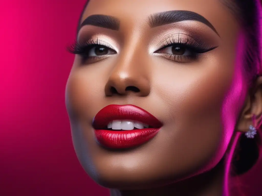 Sonrisas inclusivas con labiales duraderos en diferentes tonos Retrato detallado de personas sonrientes con las mejores barras labiales inclusivas duraderas, irradiando confianza y diversidad