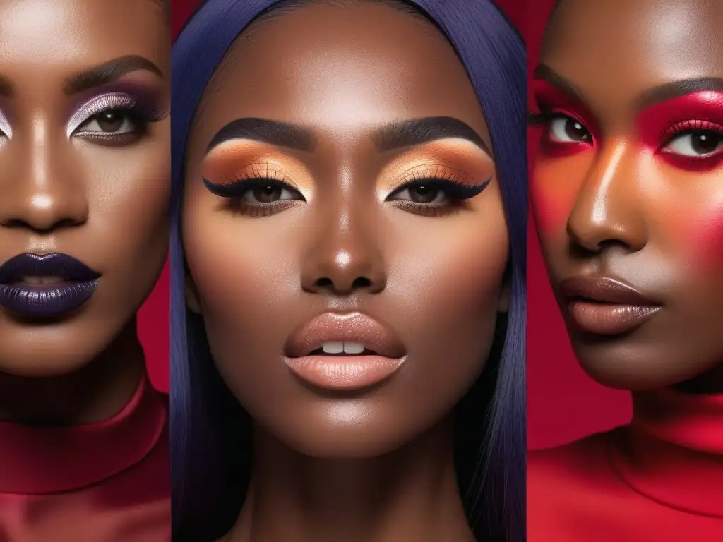 Maquillaje inclusivo: diversidad de belleza y empoderamiento Un retrato detallado y vibrante de un grupo diverso con maquillajes impecables, destacando la belleza única de cada persona