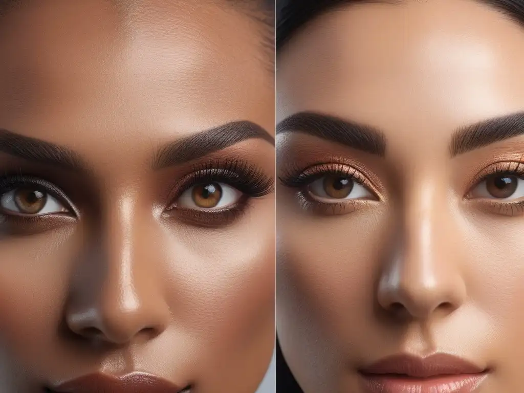 Miradas transformadoras: Tratamientos innovadores para cejas y pestañas Un retrato diverso y detallado de tratamientos cejas pestañas inclusivos, resaltando la inclusividad y la belleza moderna