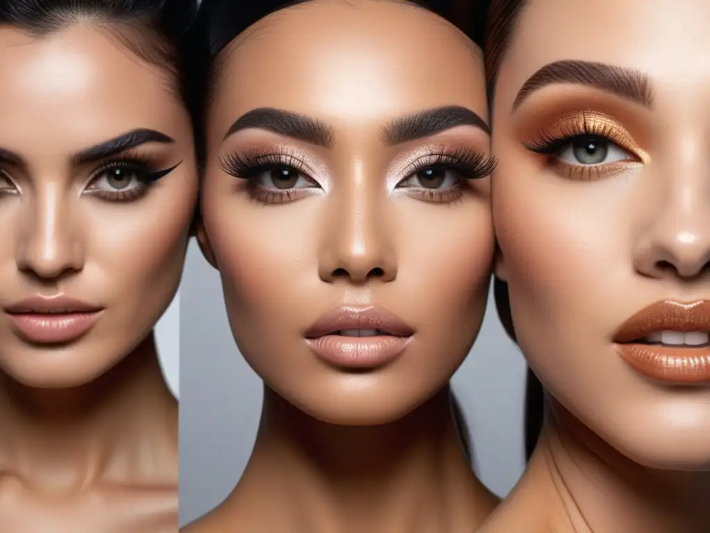 Máscaras de pestañas inclusivas: belleza sin límites Retrato de mujeres diversas con máscaras de pestañas inclusivas y duraderas, expresando confianza y estilo único