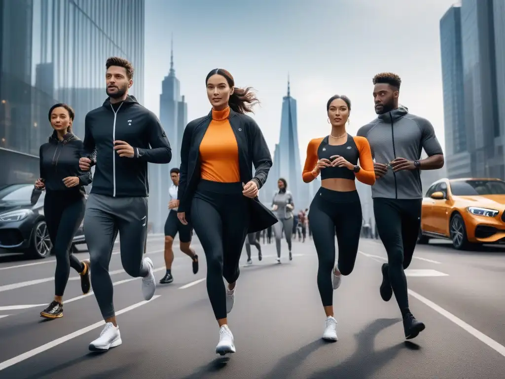 Un retrato urbano de diversidad y tecnología con wearables premium moda inclusiva