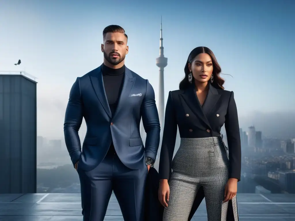 Moda inclusiva: elegancia y diversidad de alturas en la ciudad Un retrato urbano de individuos seguros y elegantes de diversas alturas, luciendo marcas moda especializadas