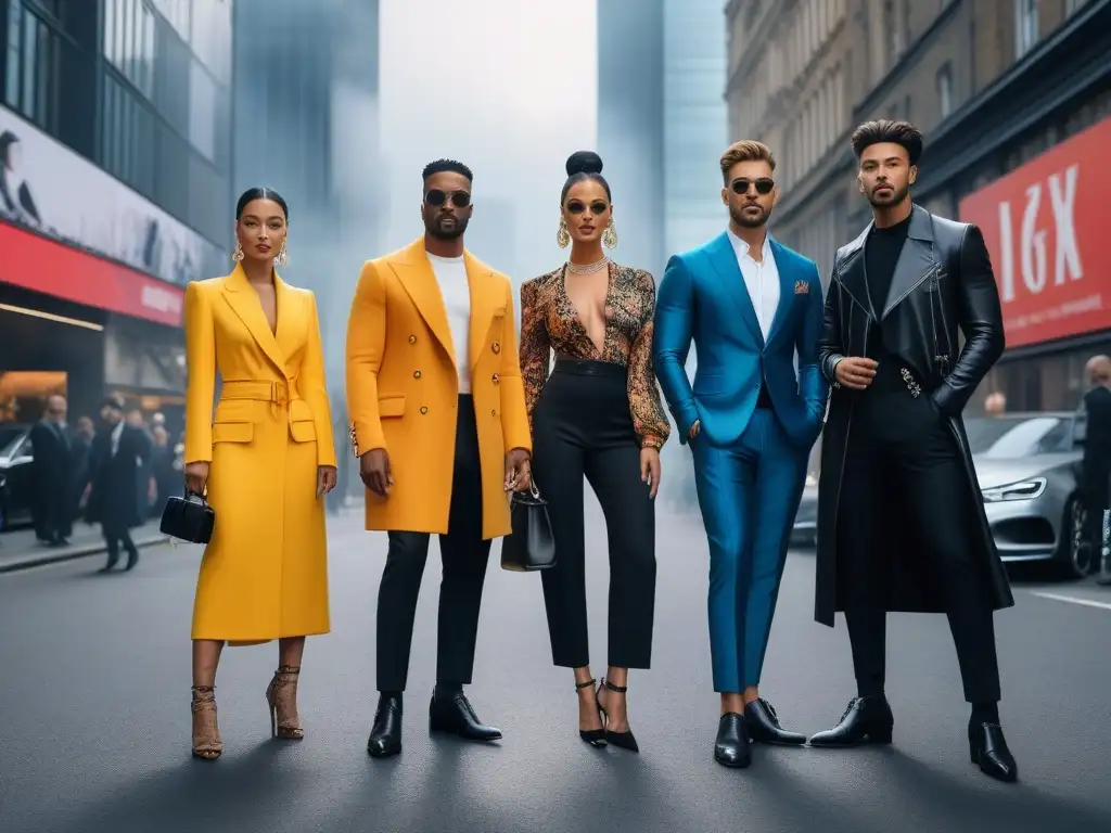 Moda sostenible: lujo diverso en la ciudad Un retrato urbano de moda de lujo segunda mano: diversidad, elegancia y modernidad en un entorno chic y vibrante