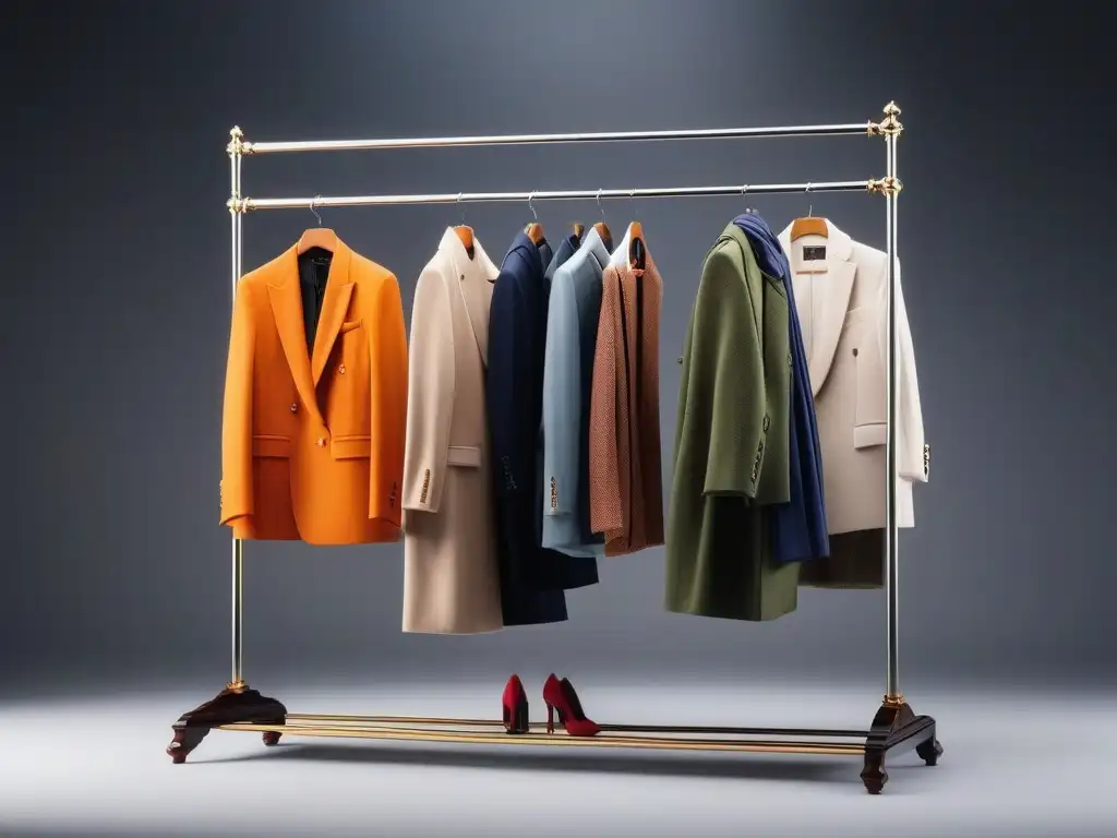 Ropero moderno con moda genderfluid y unisex Ropa para expresión de género: Un armario moderno y diverso lleno de prendas unisex y genderfluid, en un ambiente chic y sofisticado