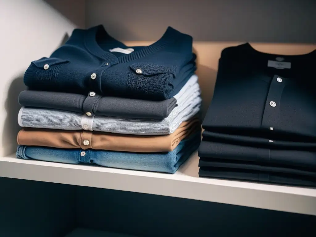 Ropa básica elegante para embarazadas en organizador moderno Ropa maternidad minimalista y chic organizada en armario moderno