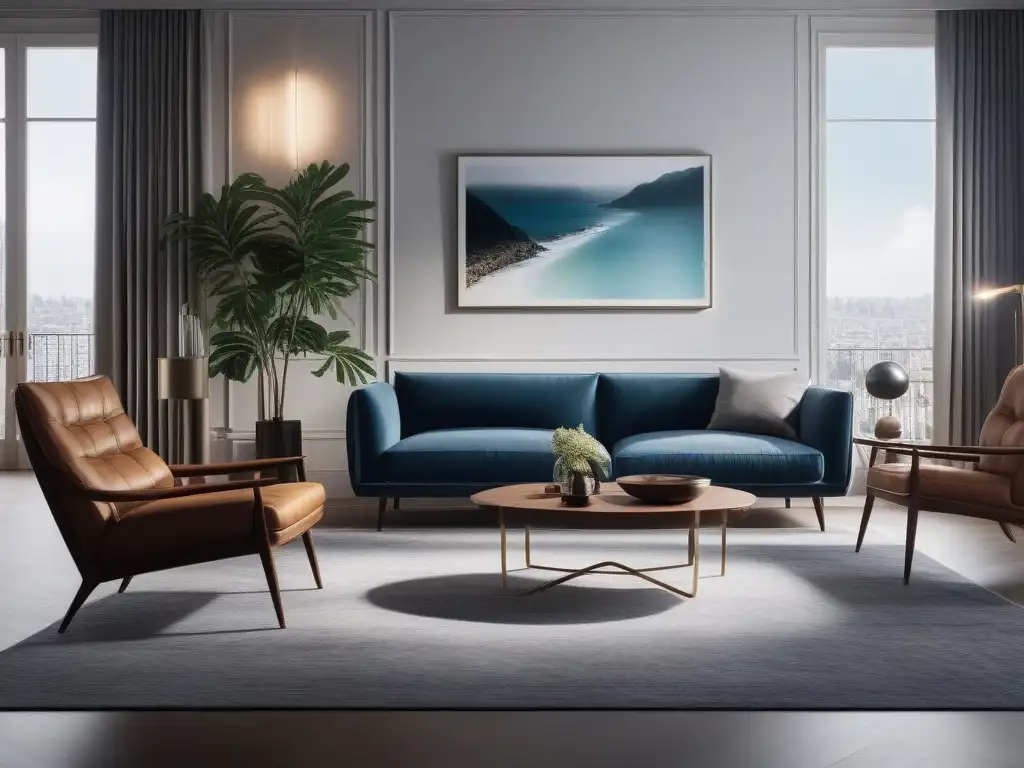 Salón moderno con lámparas diseñadas para crear un ambiente acogedor Un salón moderno y acogedor con lámparas de diseño iluminando el espacio