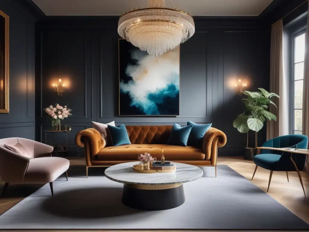 Sala de estar de lujo: sofisticación y estilo con muebles exclusivos Salón moderno de lujo con mobiliario elegante y sofisticado