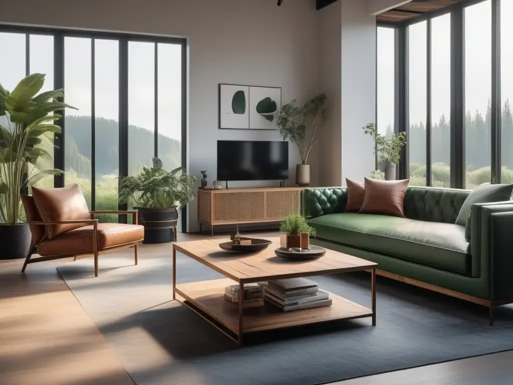 Salón de lujo sostenible con muebles eco en 2023 Un salón moderno de lujo con mobiliario sostenible en 2023, elegante y ecofriendly