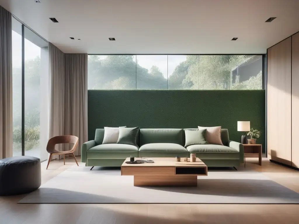 Diseño funcional y sofisticado para sala moderna: muebles multifuncionales y espacio optimizado Salón moderno con mobiliario diseño bienestar salud hogar integrado para optimizar espacio y crear un ambiente sin estrés