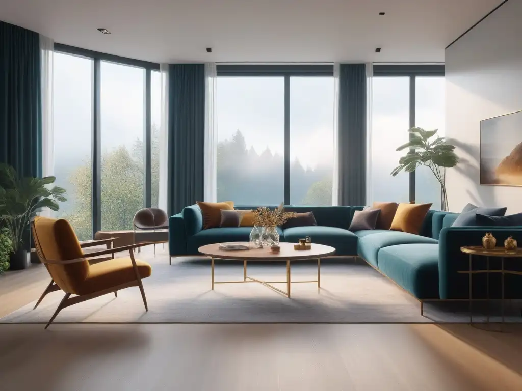 Salón inclusivo de lujo: muebles para todos los cuerpos Salón moderno con mobiliario inclusivo para todos cuerpos, elegante y acogedor