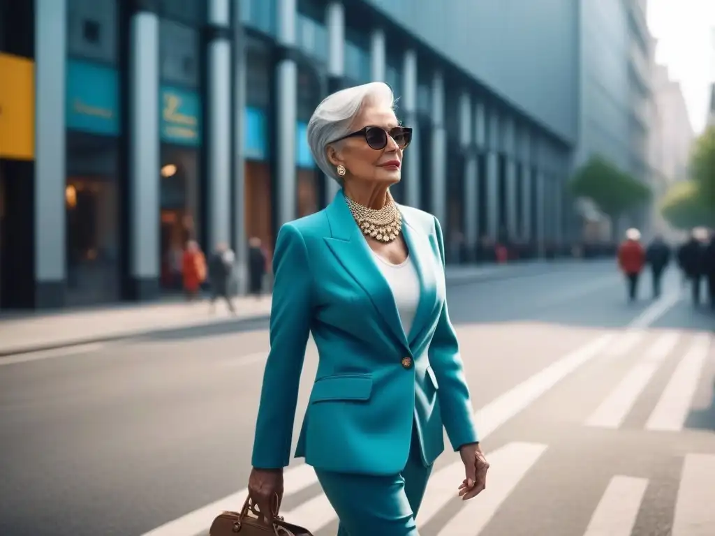 Elegante mujer mayor con estilo urbano y sofisticado Señora elegante con estilo caminando por la ciudad