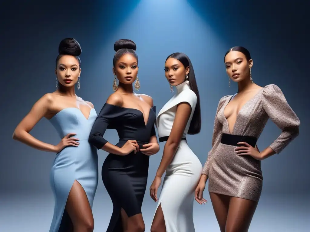 Modelos de moda diversa deslumbran con elegancia y estilo único Una sesión de fotos inclusiva de moda con modelos elegantes y seguras de sí mismas, mostrando la diversidad de belleza