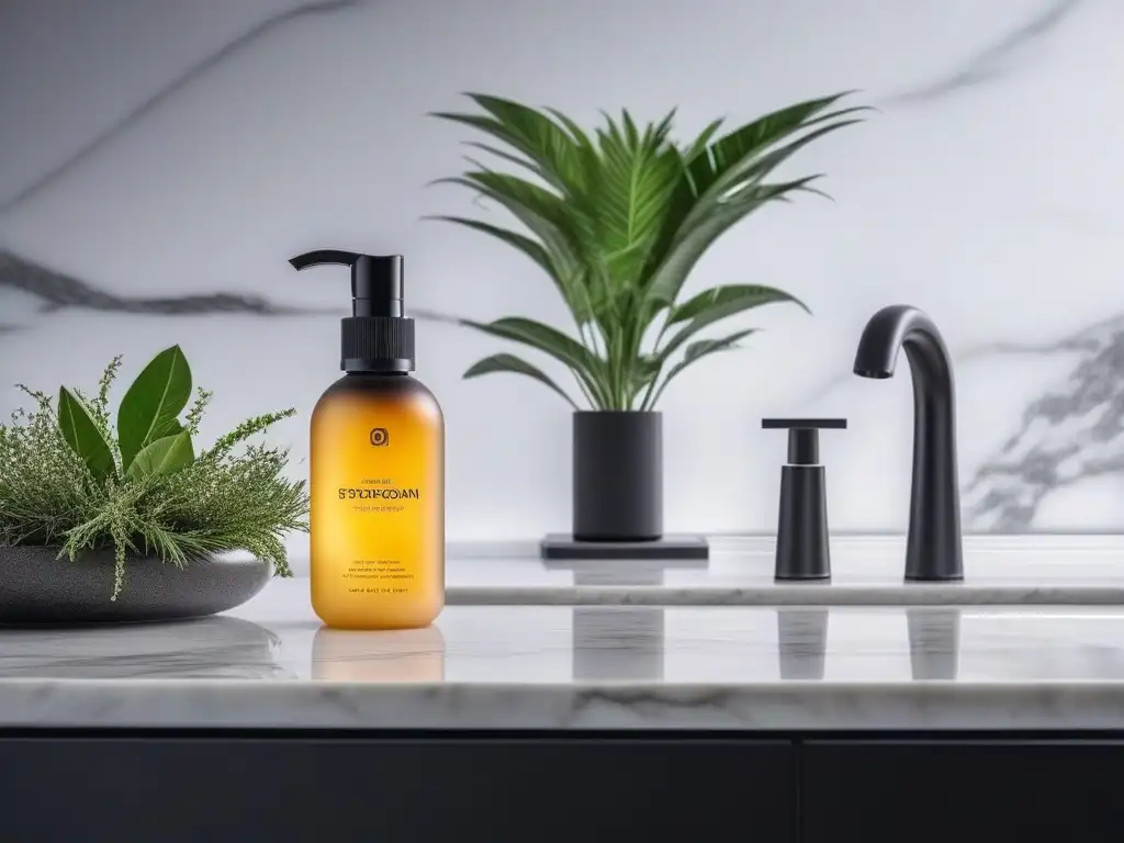 Set de exfoliante de lujo en mármol negro y dorado Set de exfoliantes de lujo en oro y negro sobre tocador de mármol, iluminado suavemente, ambiente opulento
